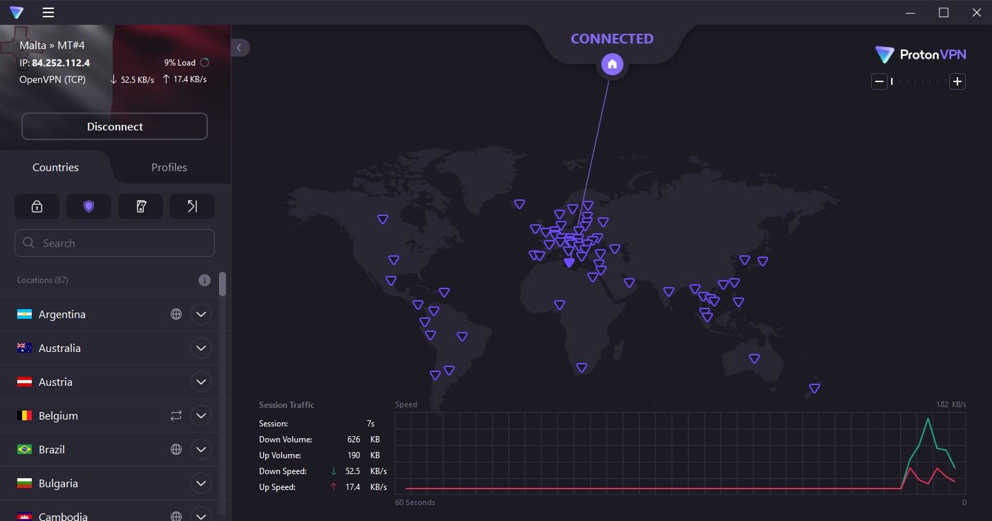 connecting to different servers around the world