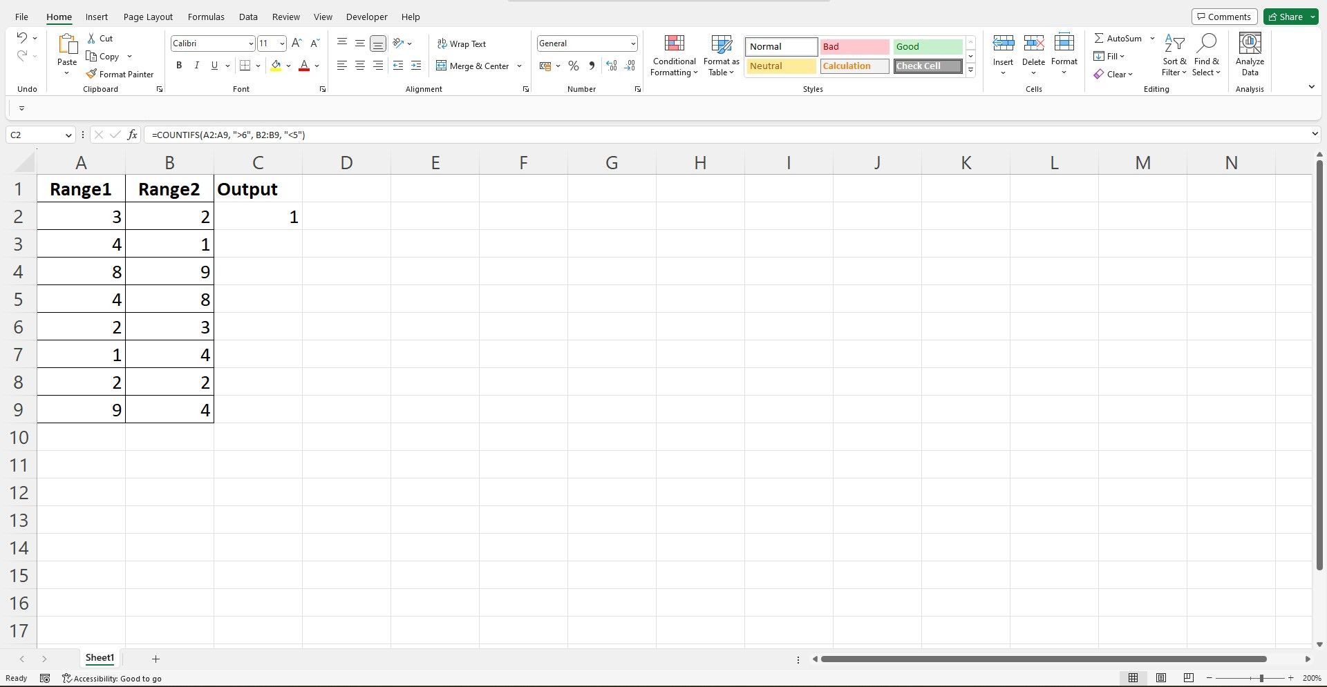Two data columns in an excel sheet
