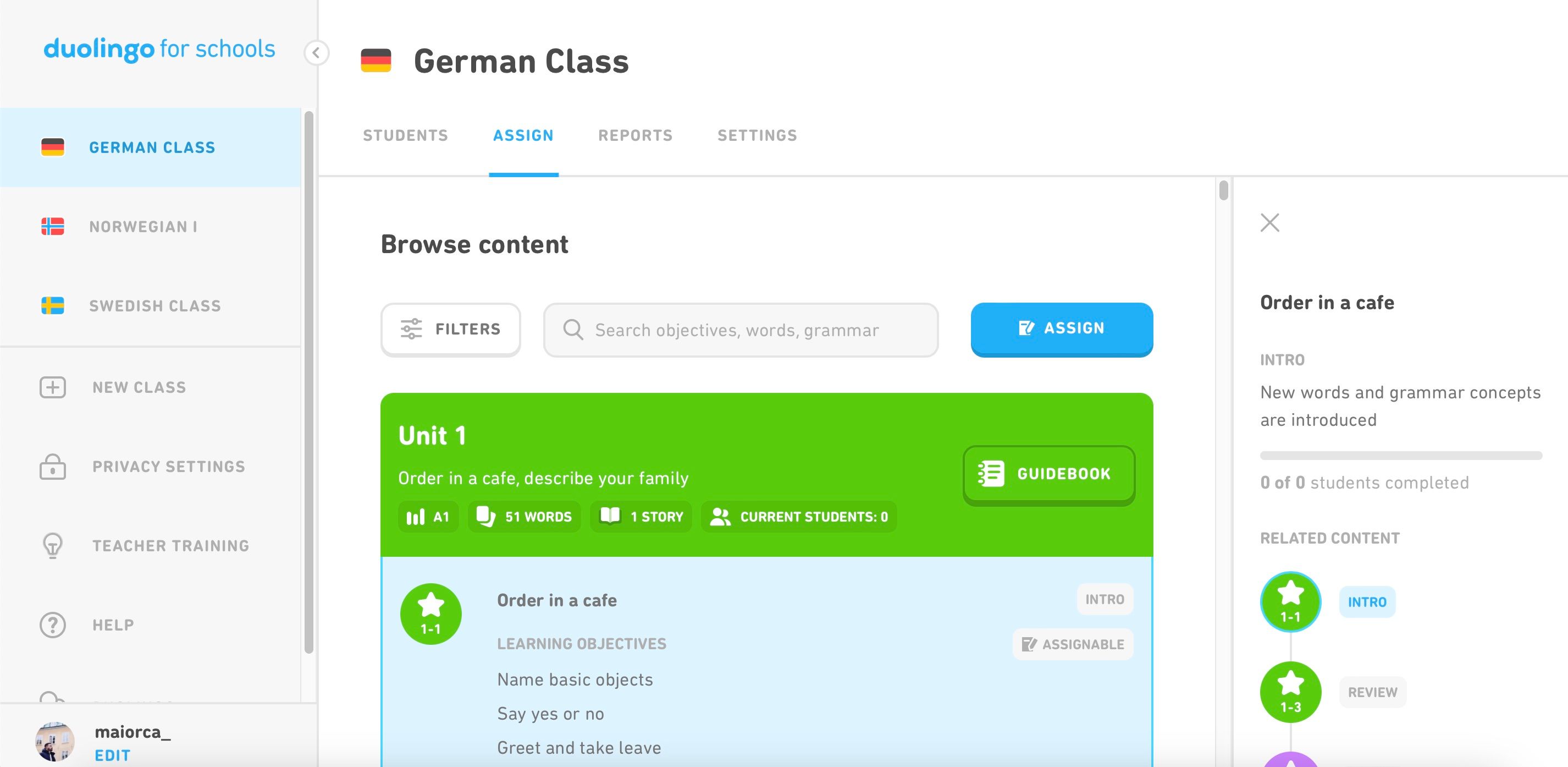 duolingo classroom assignments