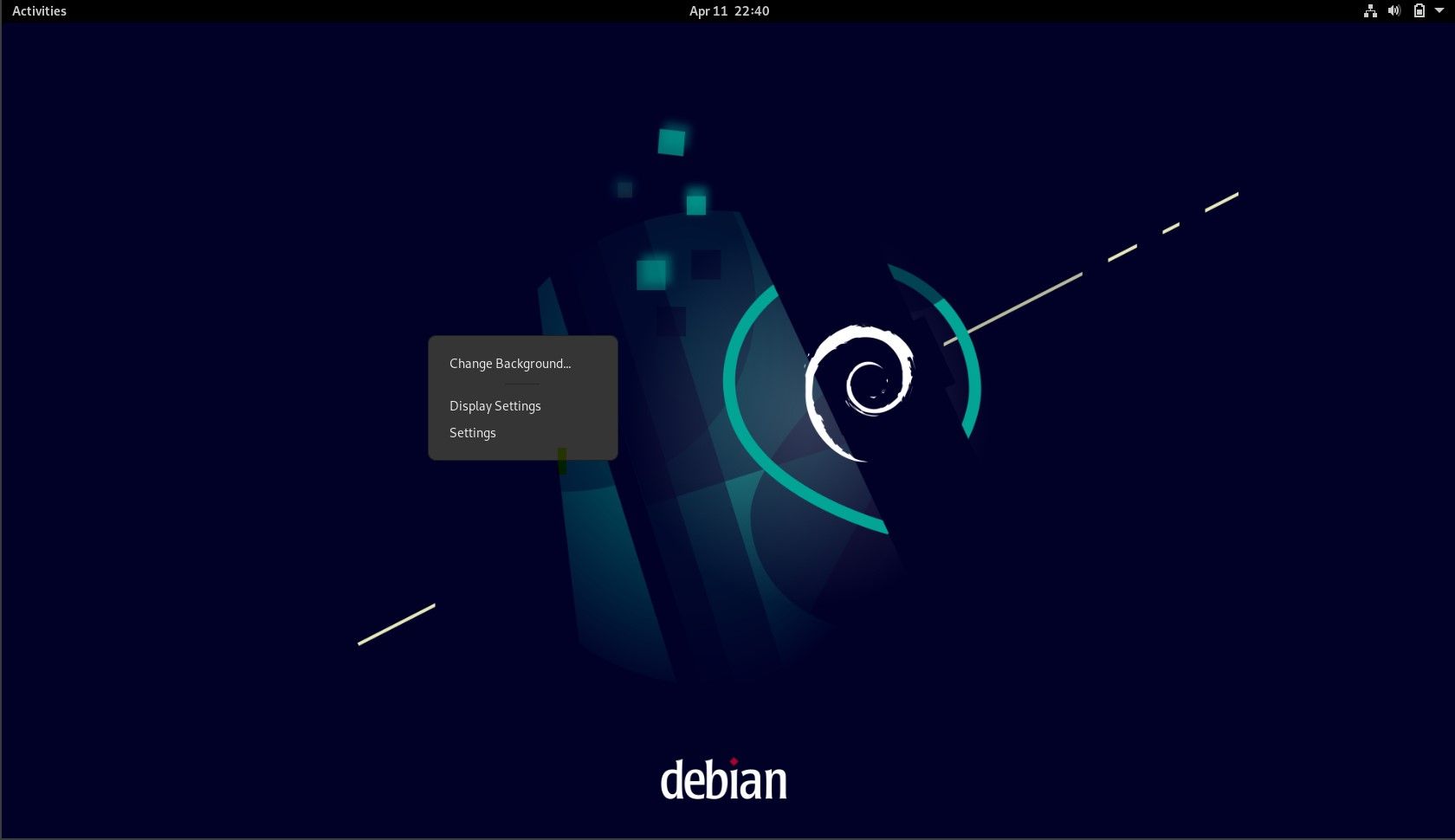 Interface de desktop Debian