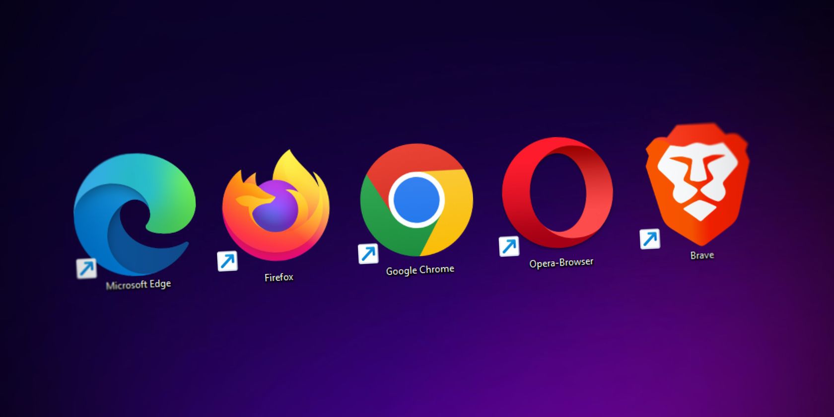 edge firefox chrome opera and brave logos on a background