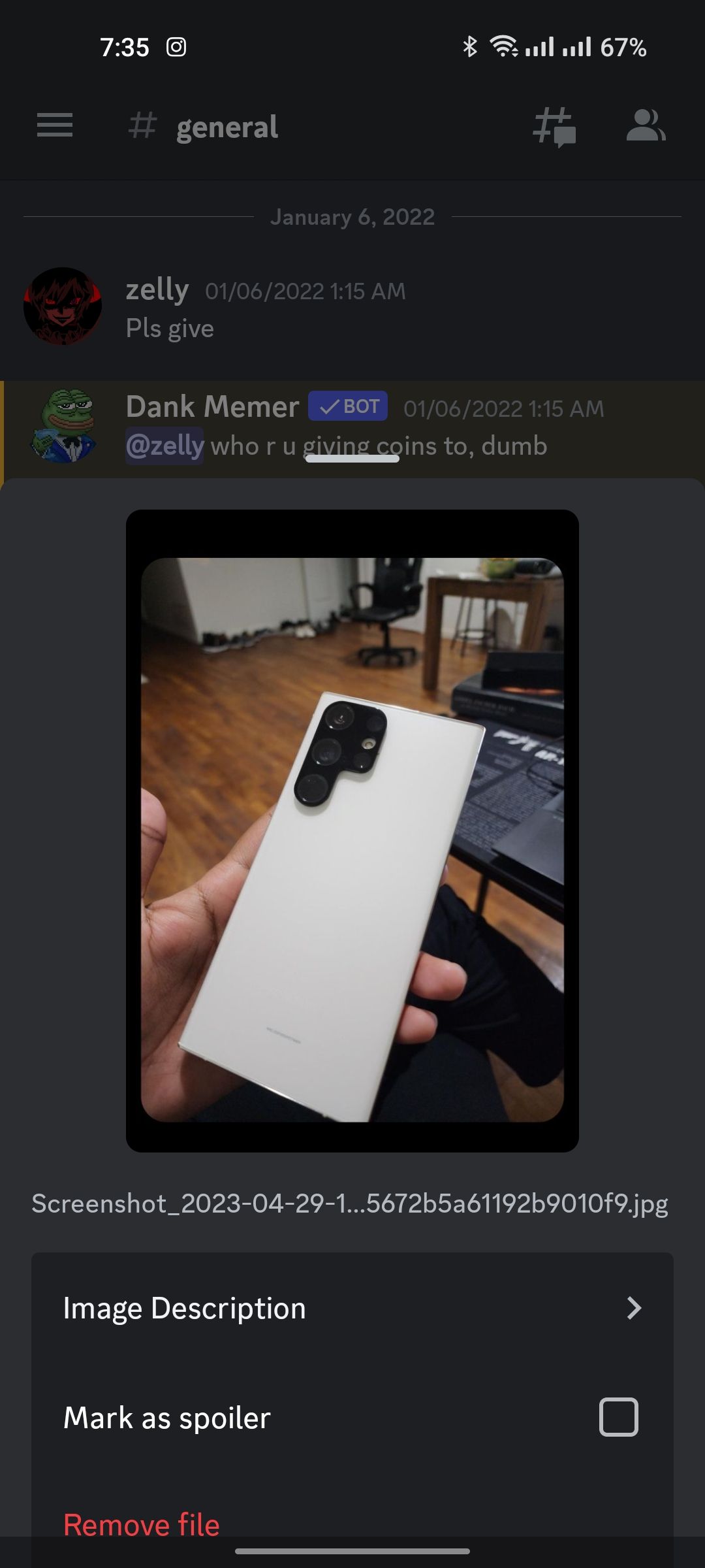 Image options on Discord mobile