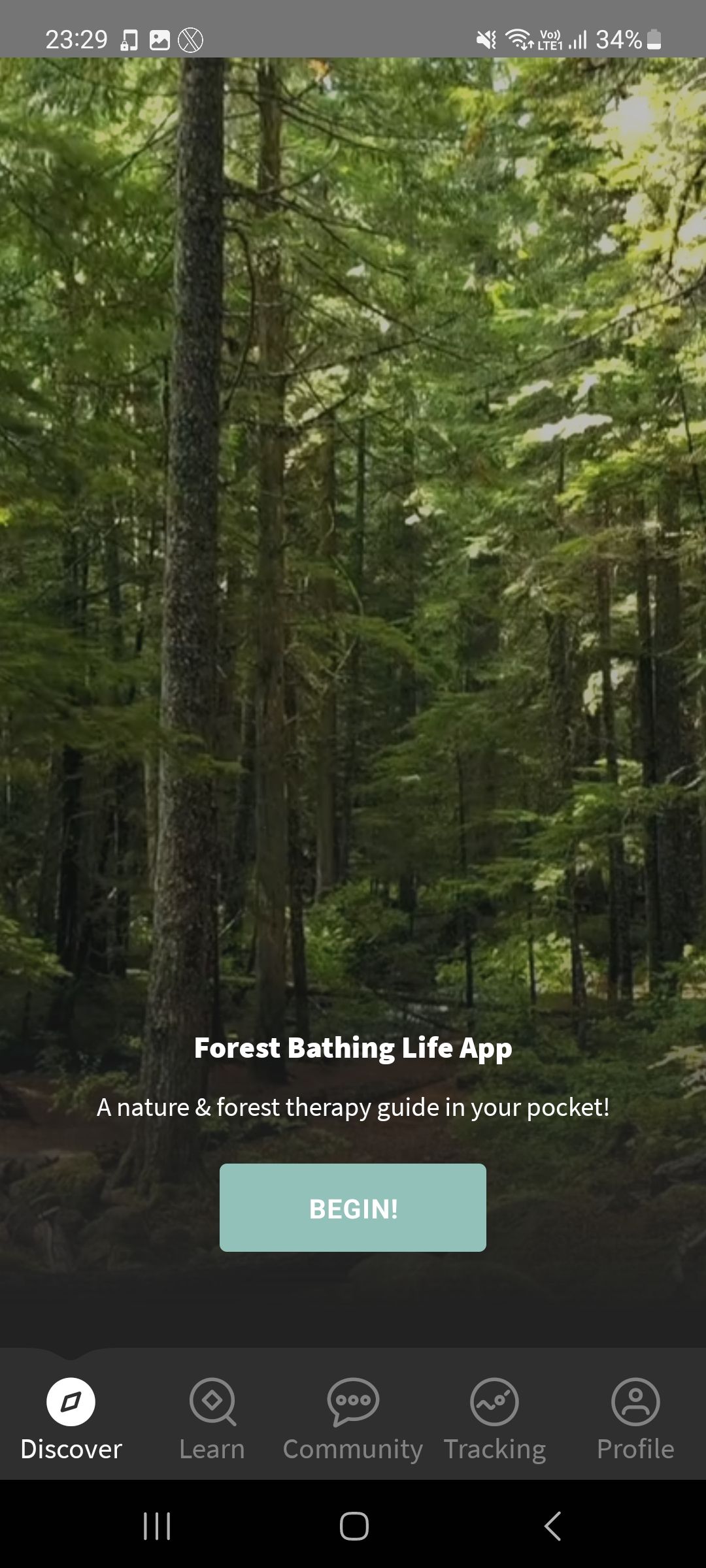 تب Discover در برنامه Forest Bathing Life