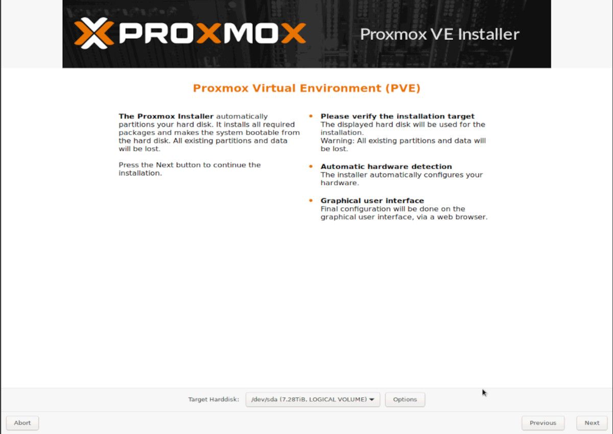 disk install selection proxmox