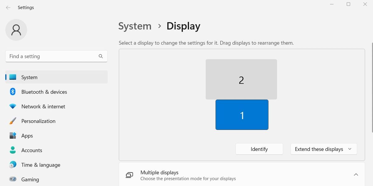 The layout controls for display devices in Windows.