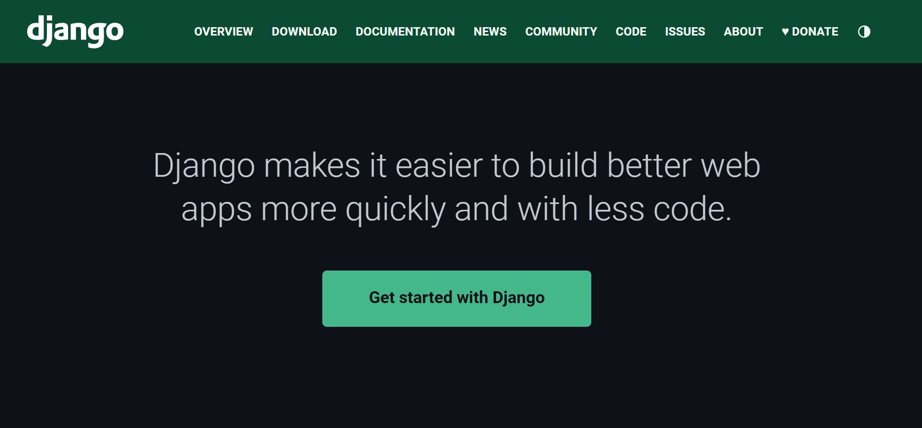 Tangkapan layar situs web resmi Django