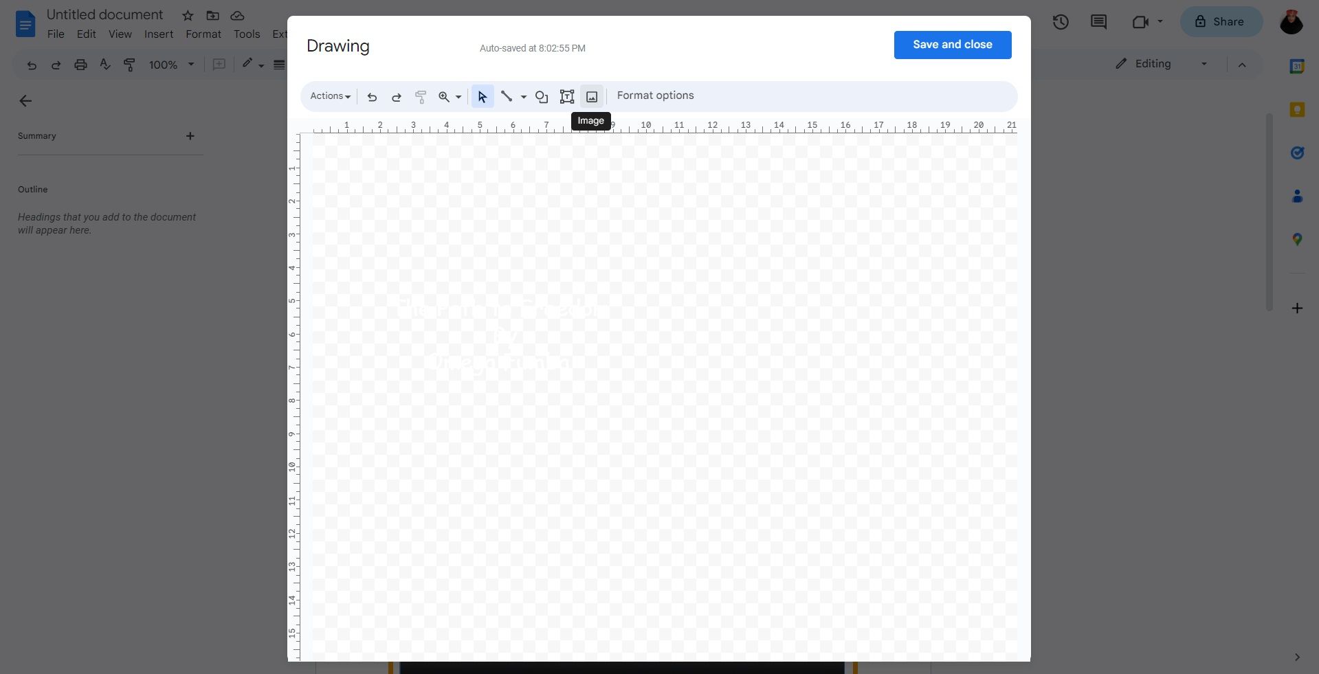 Google Docs drawing feature