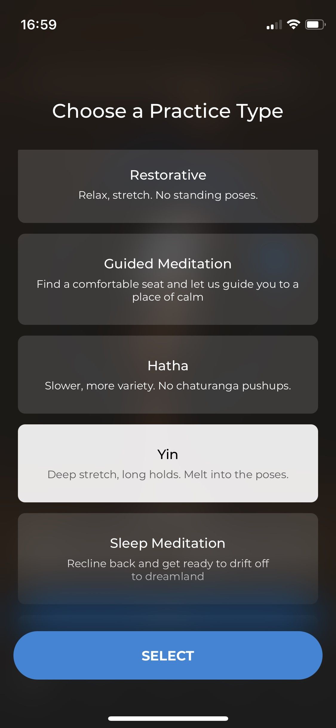 DownDog Yoga app - choose Yin yoga for anemia