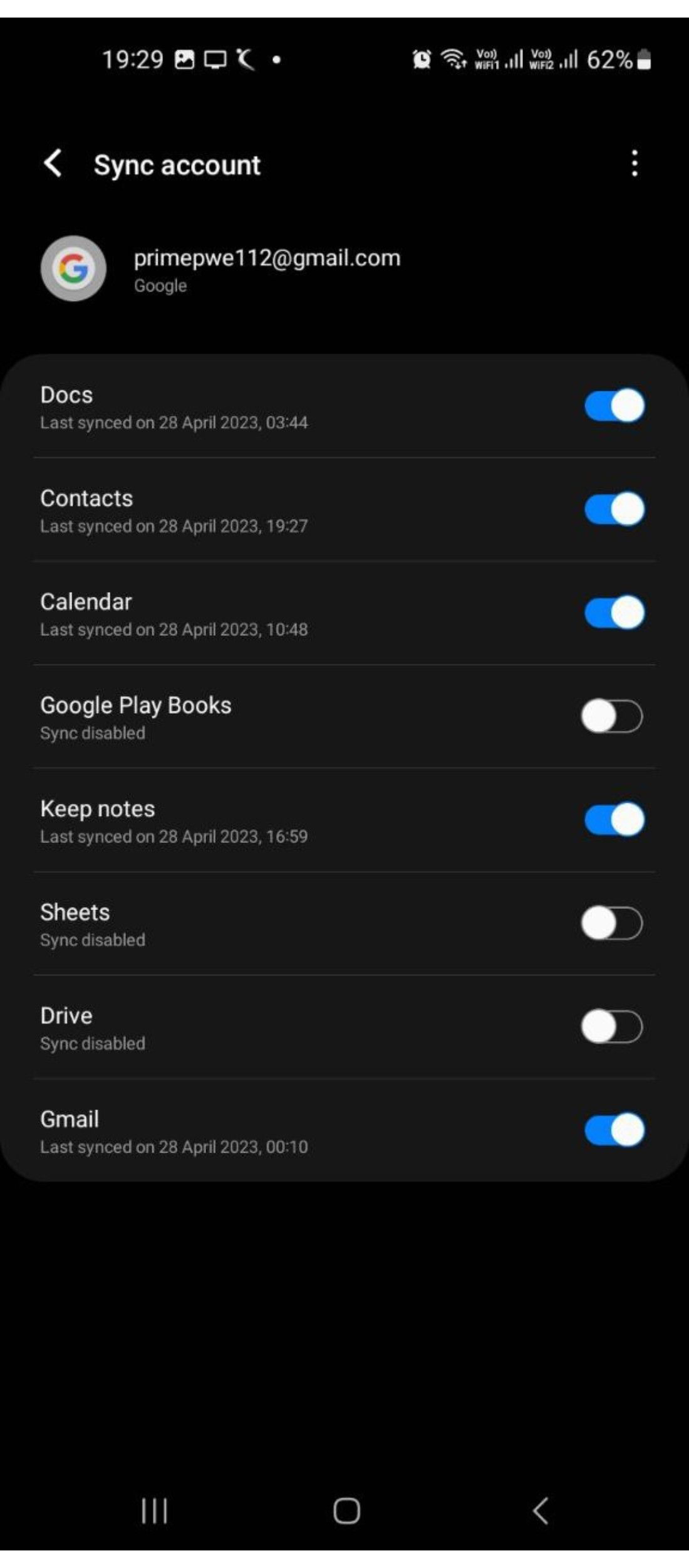Manual syncing of email app in Samsung Galaxy