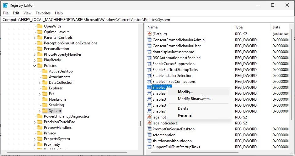 enable lua modify registry editor windows