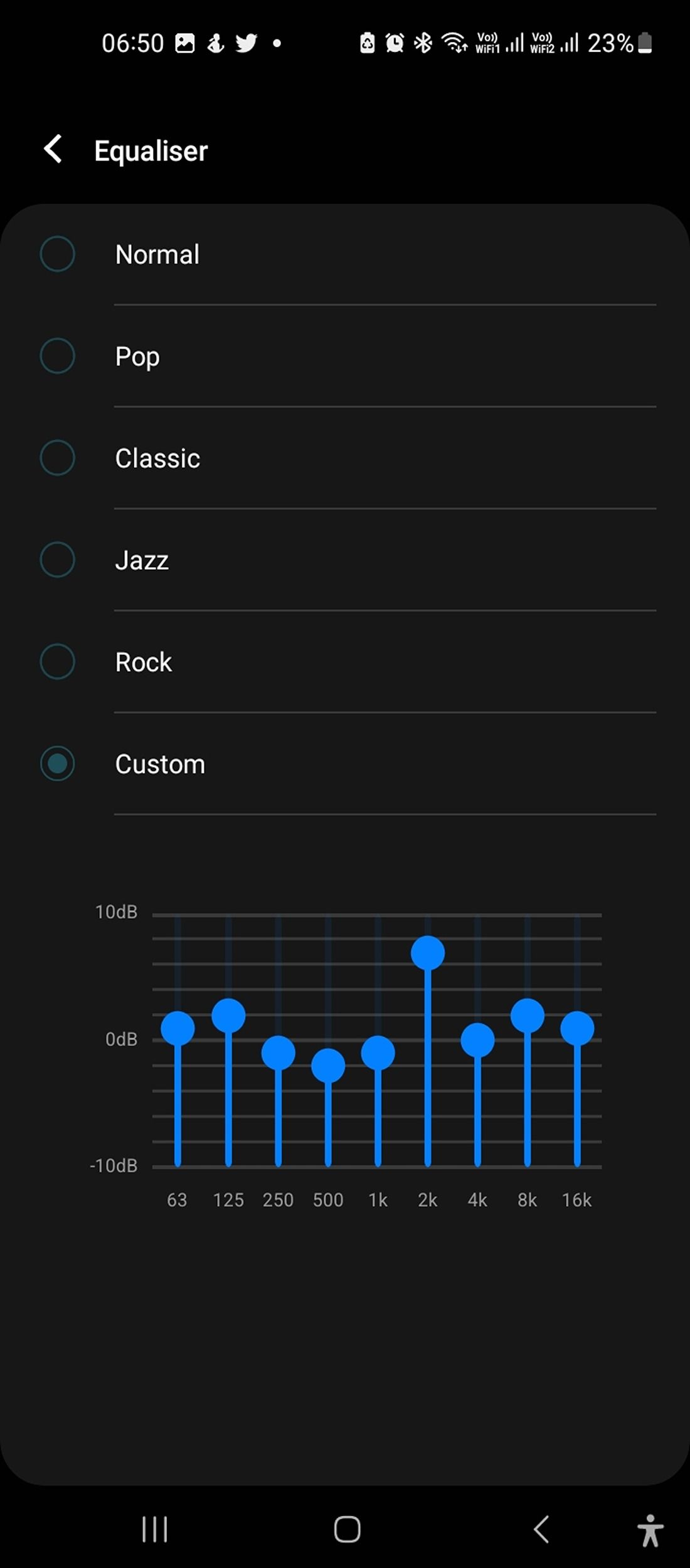 Equalizer settings on your device