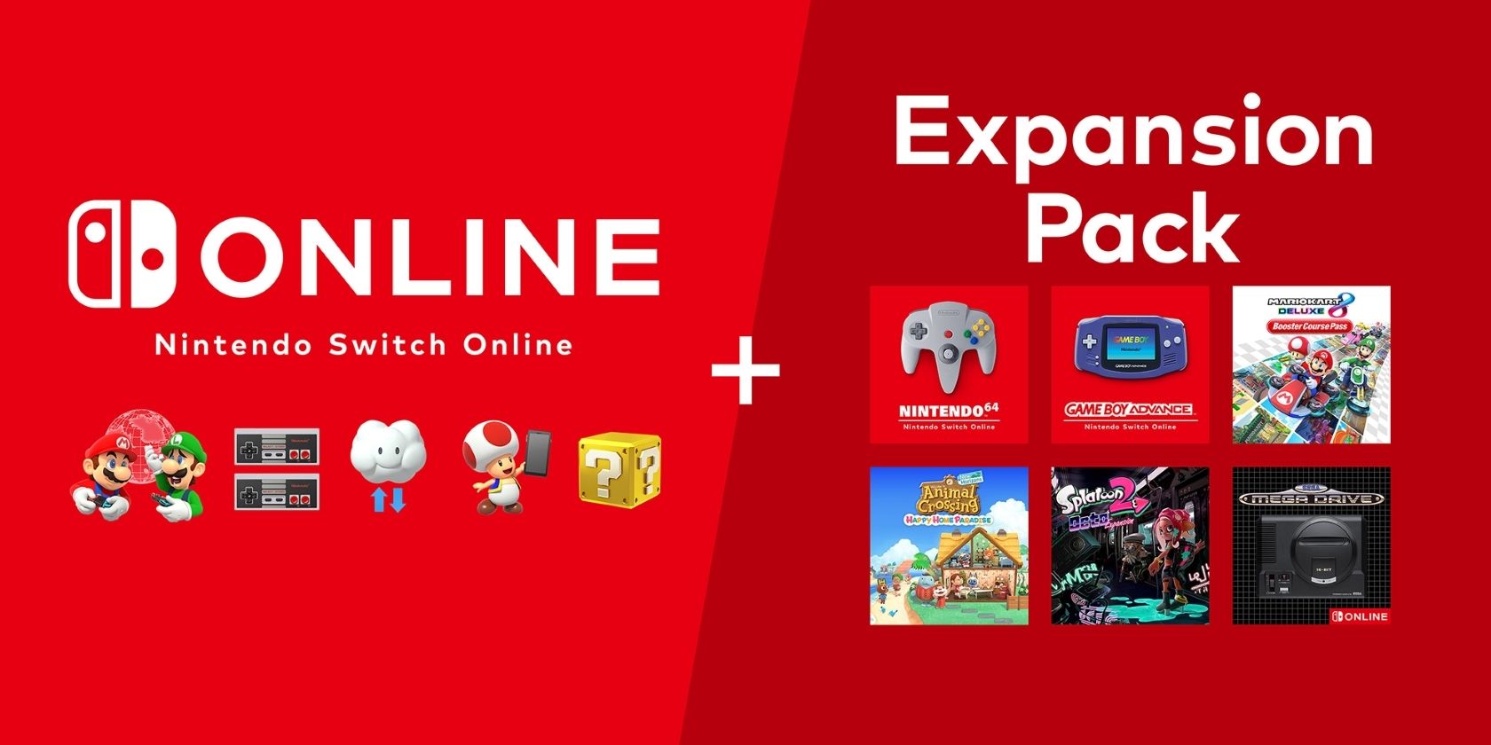A screenshot of an official advertisement for Nintendo Switch Online and the Expansion Pack 