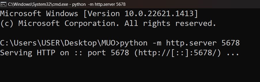 Thiết lập máy chủ web python trên cổng 5678