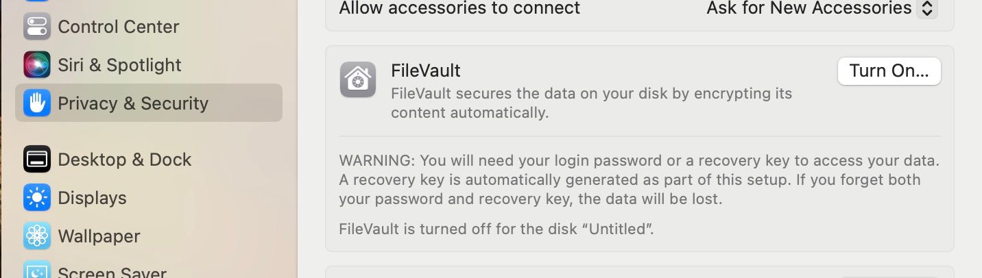 Beralih FileVault di Pengaturan Sistem di macOS Ventura