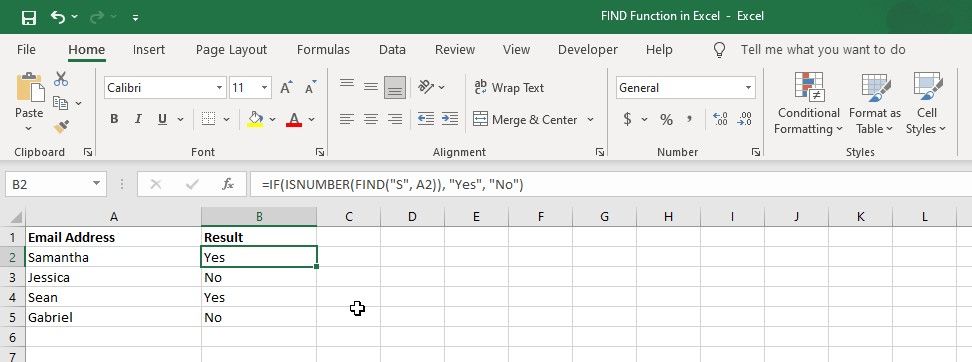 Contoh menggunakan fungsi FIND dengan fungsi IF dan ISNUMBER