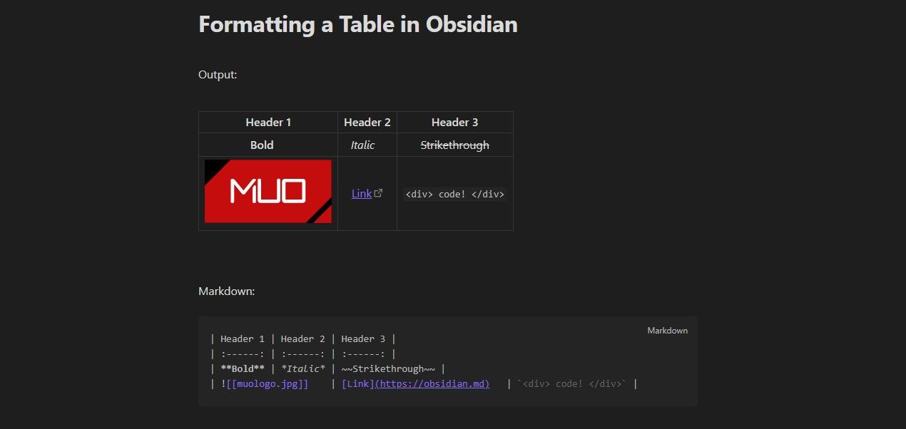 Memformat tabel di Obsidian