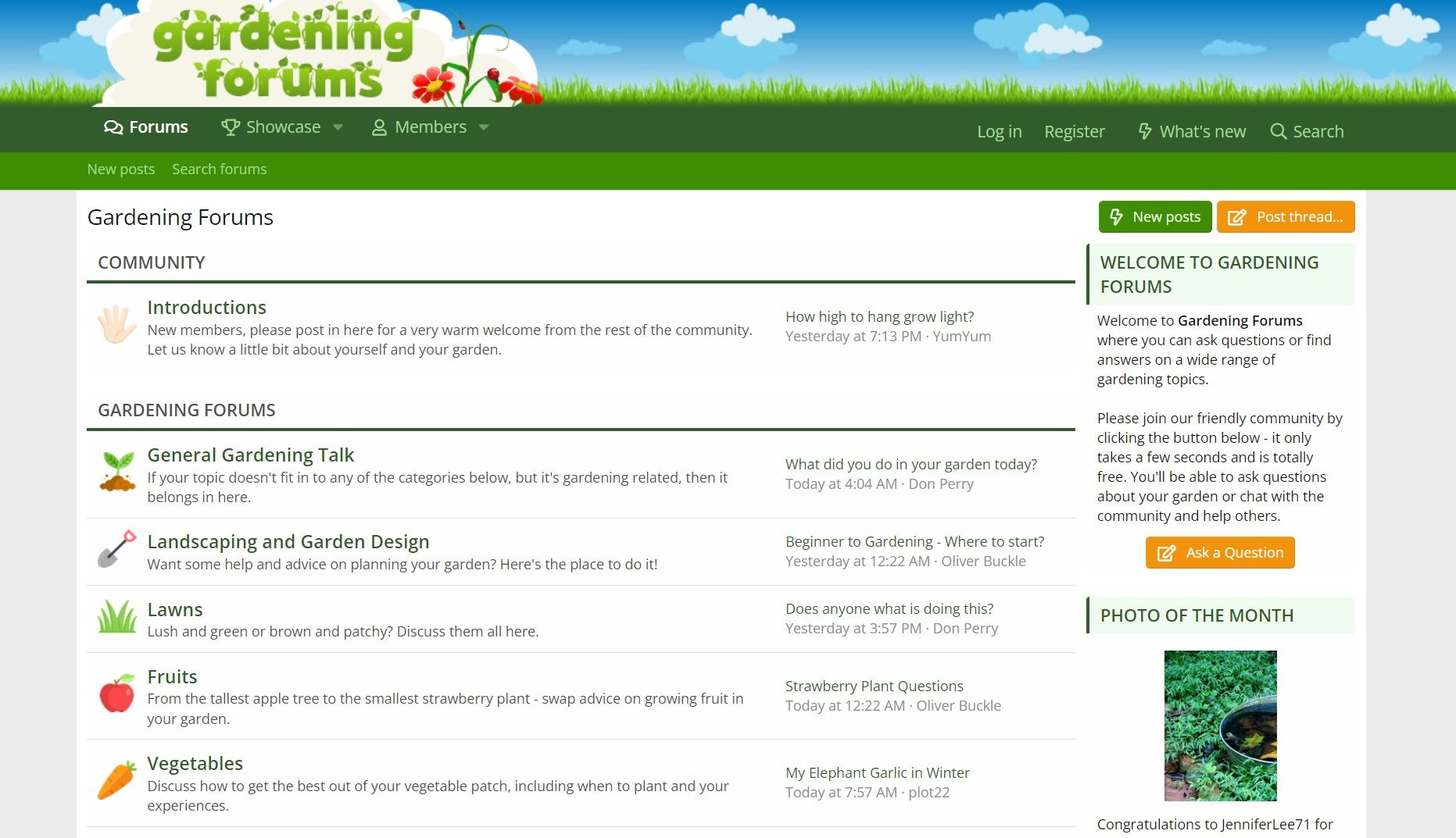 Gardening Forums community page