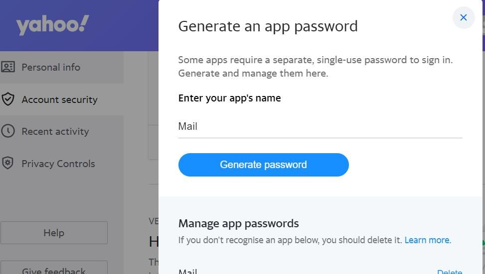 The Generate password option 