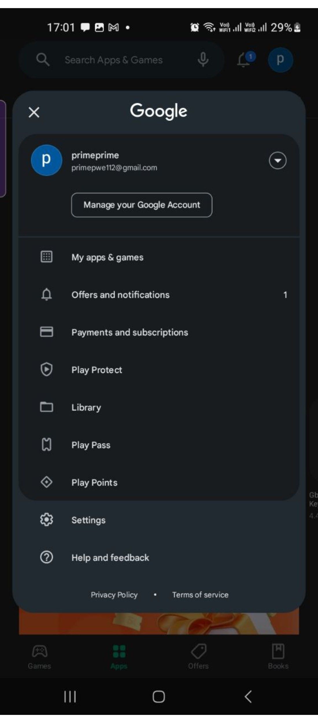 Google account settings