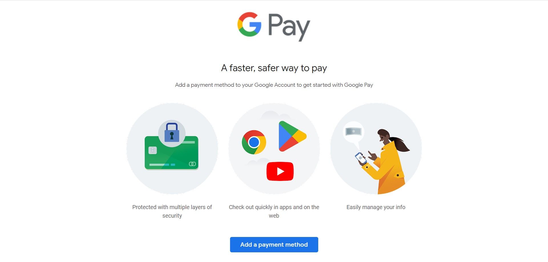 The Google Pay home page