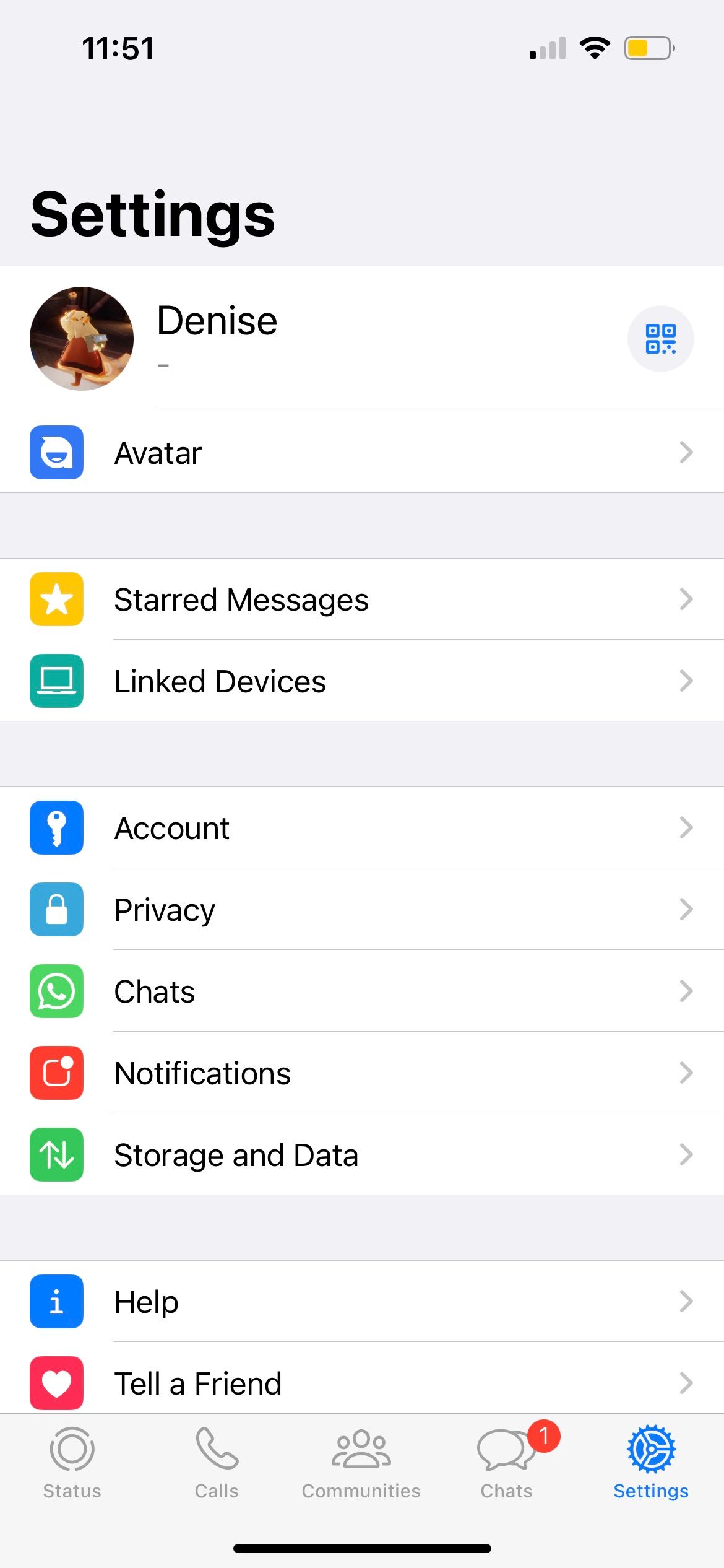 whatsapp user settings