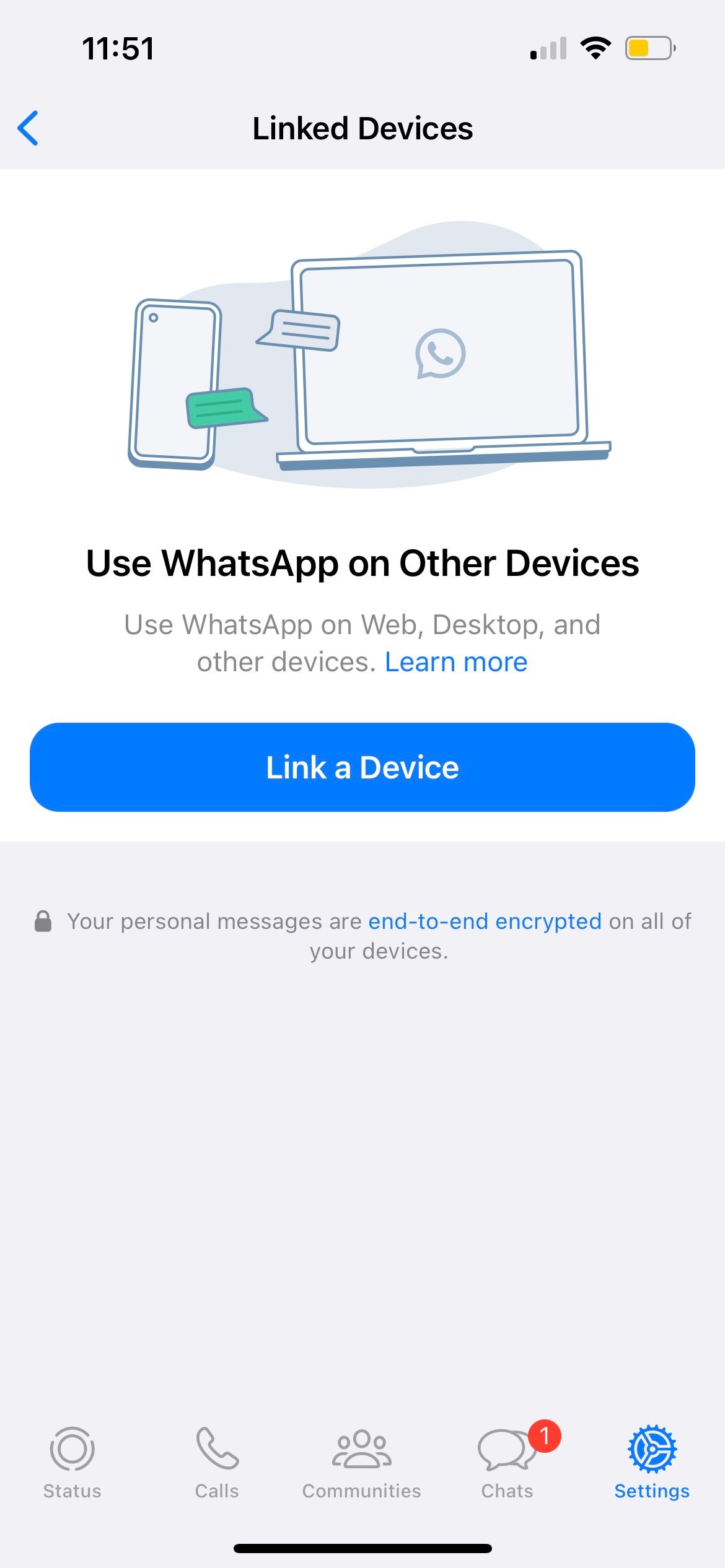 link a device on whatsapp