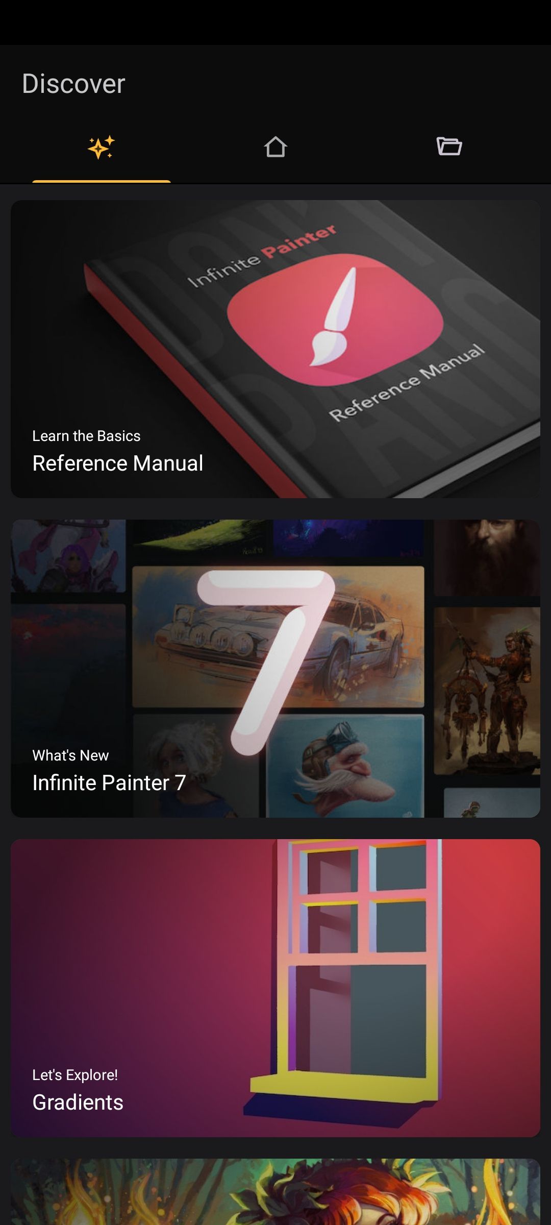 Infinite Painter Discover page
