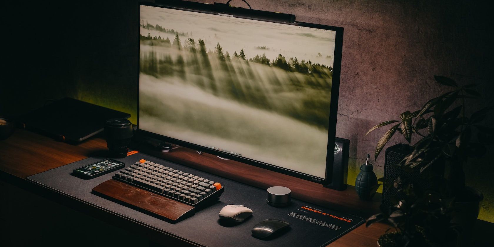 a desktop computer with a big display, keyboard, and mouse