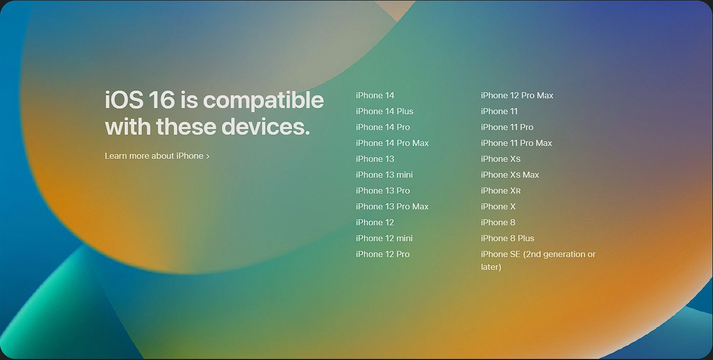 iOS 16 Compatibility List