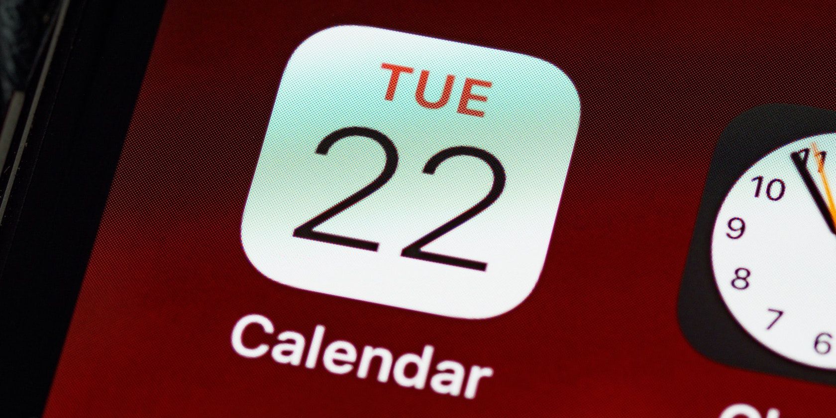 The Calendar App on iPhone Showing 22