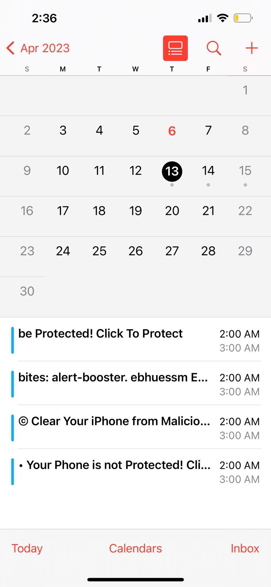 The Calendar App on iPhone Showing Events
