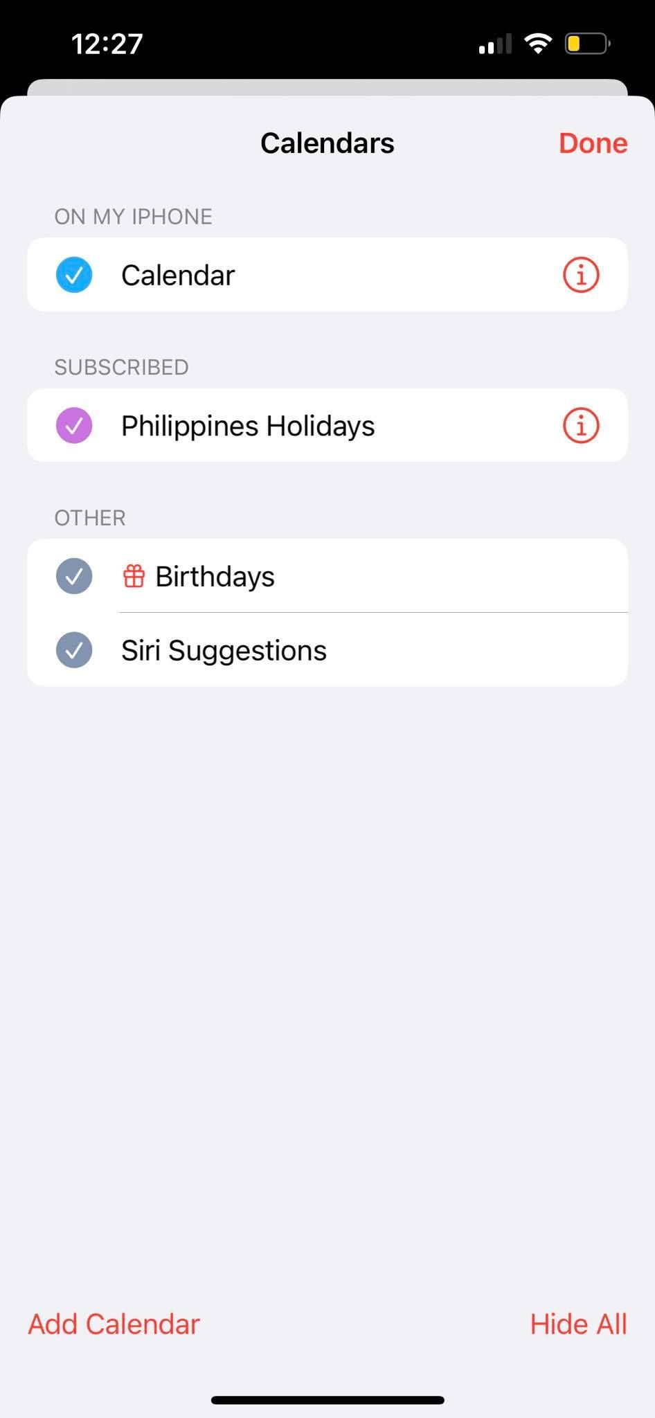 The Calendars Tab in the iPhone Calendar App