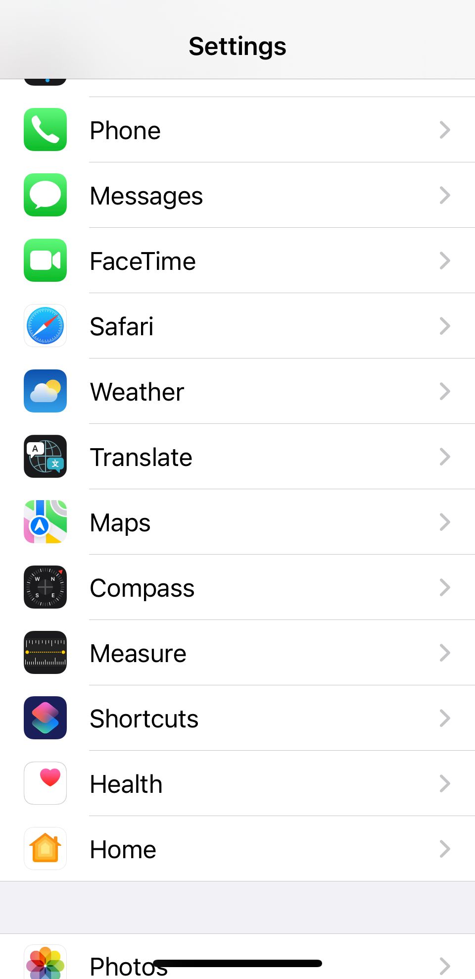 iphone settings menu