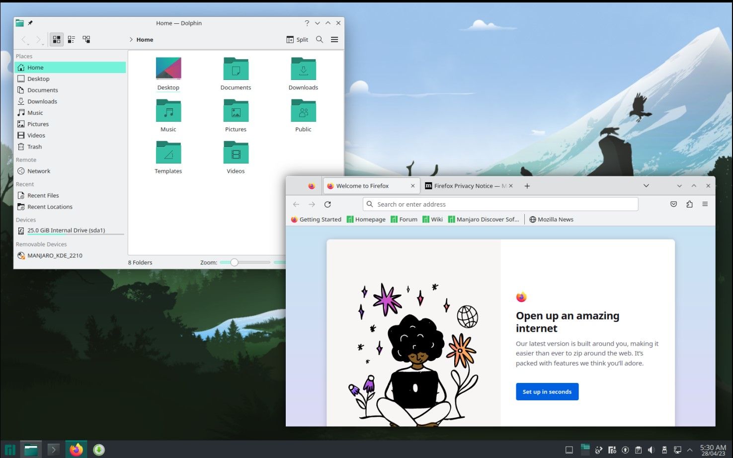 Open windows in KDE Plasma desktop