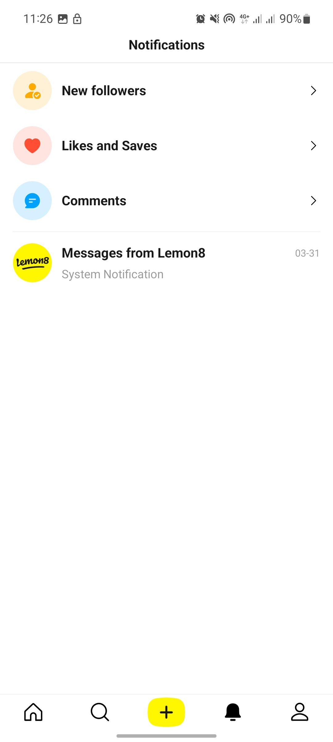 Lemon8 notification page