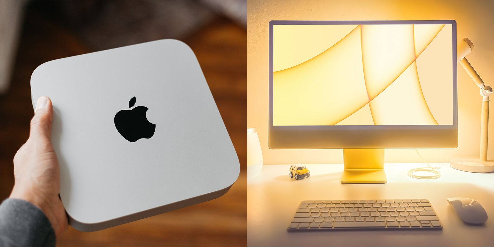 Mac mini and iMac side by side