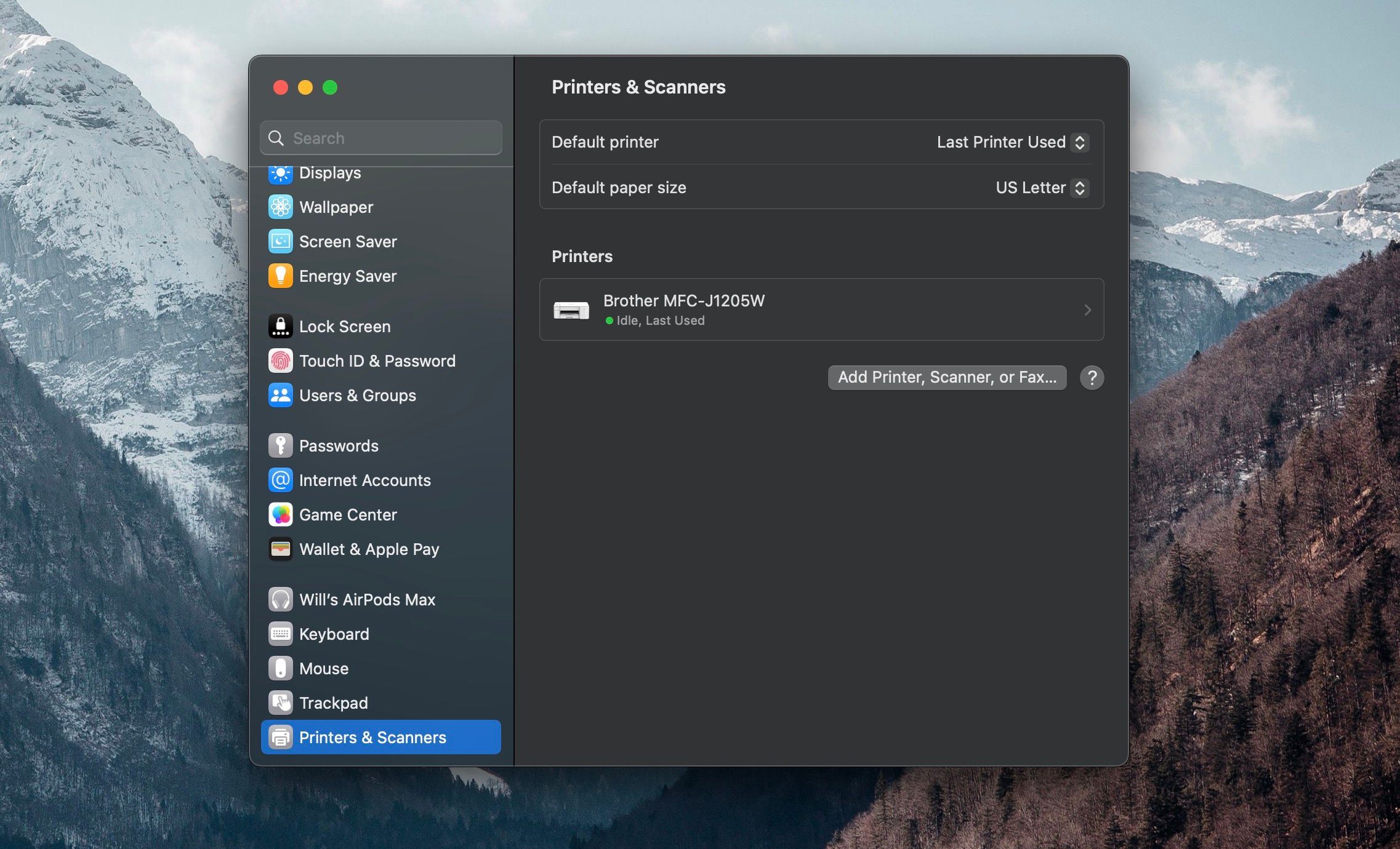 Mac Printer settings in System Settings