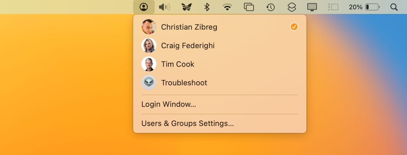 Chuyển đổi người dùng nhanh qua thanh menu macOS