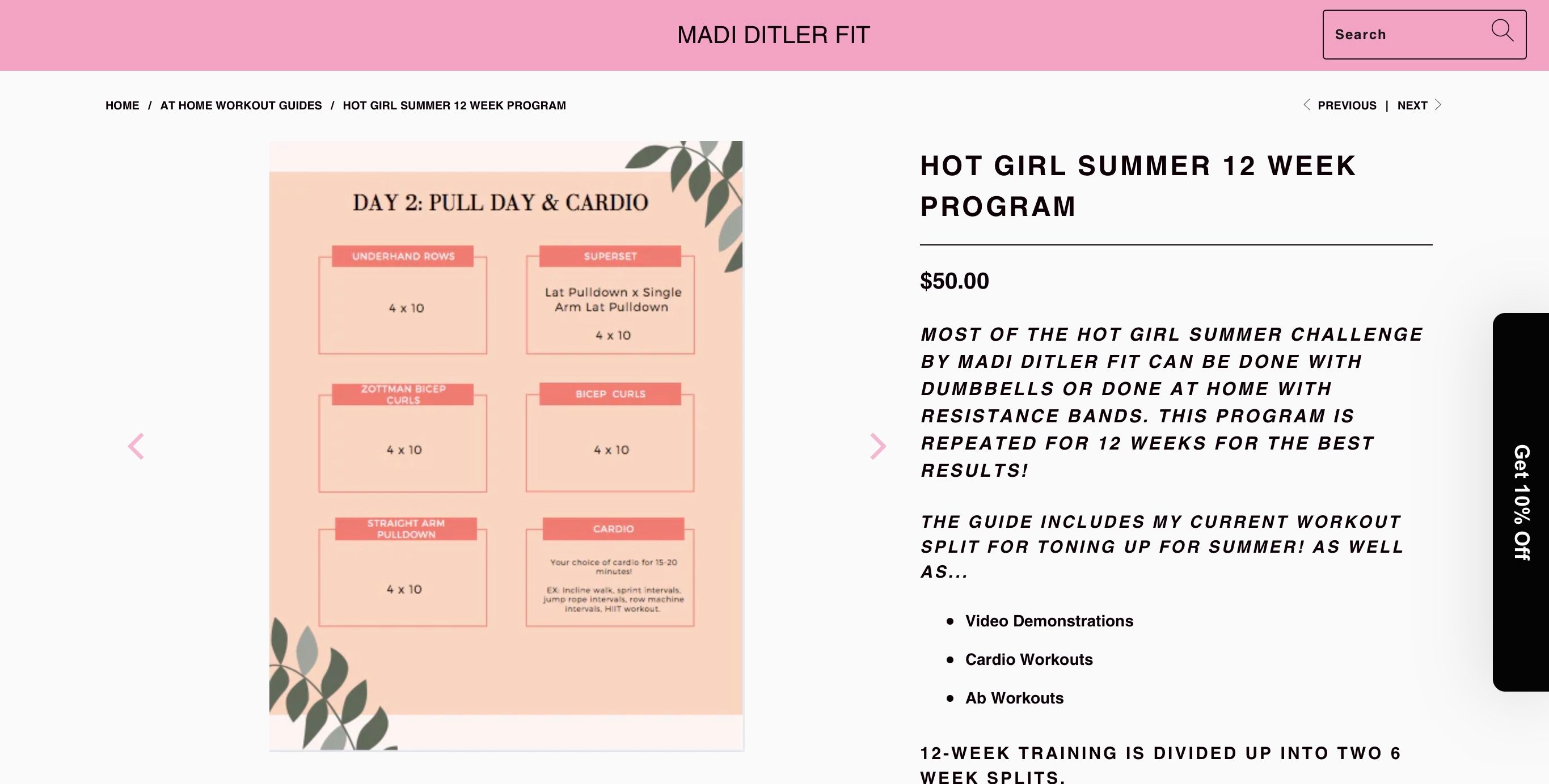 madi ditler summer workout program screenshot