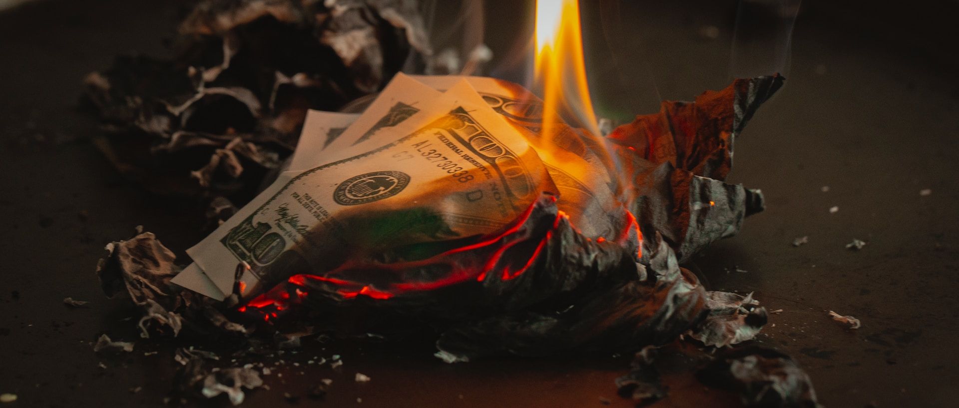 Money notes burning