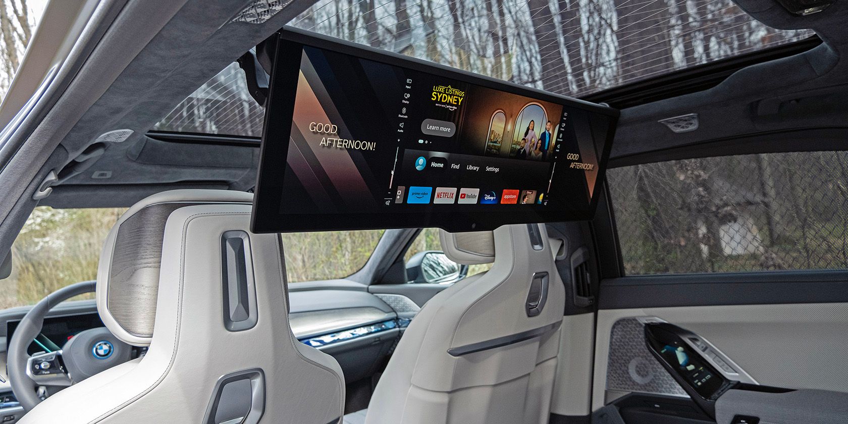 BMW i7 with the Theater Screen lowered