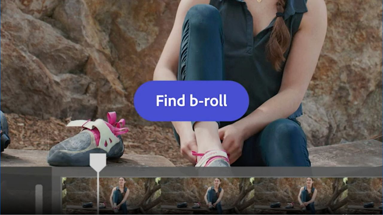 Woman putting on her shoe with the words 'Find b-roll' in the centre of the image