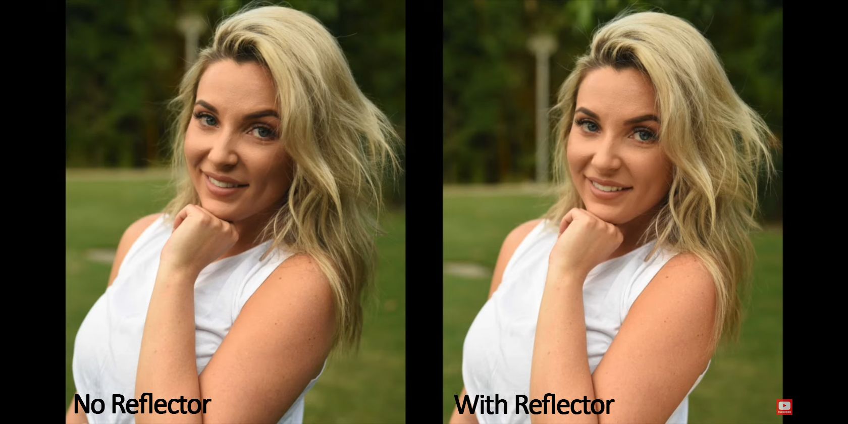 No reflector vs With reflector example