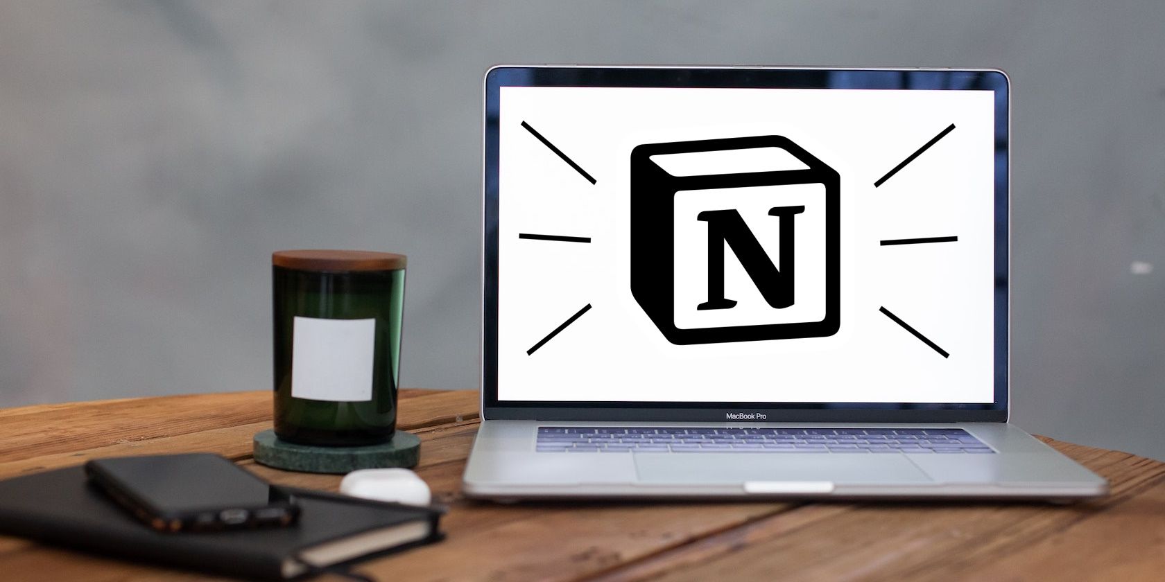 Notion logo on blank MacBook screen