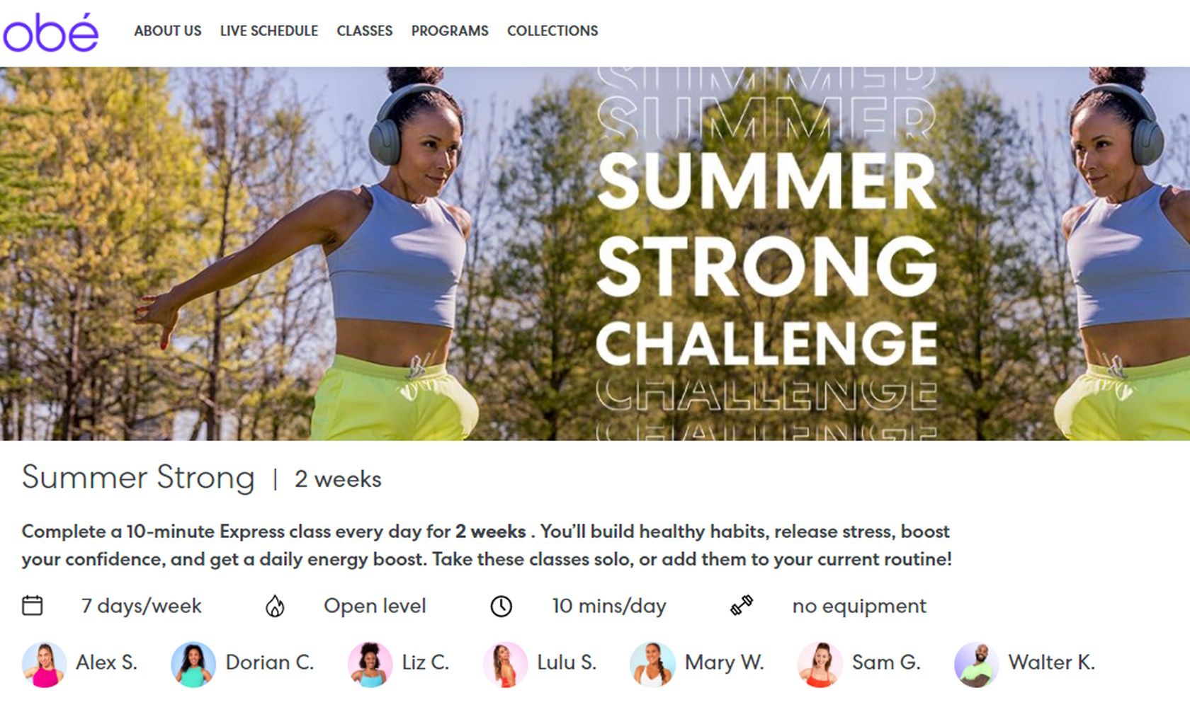 obe two week summer strong challenge