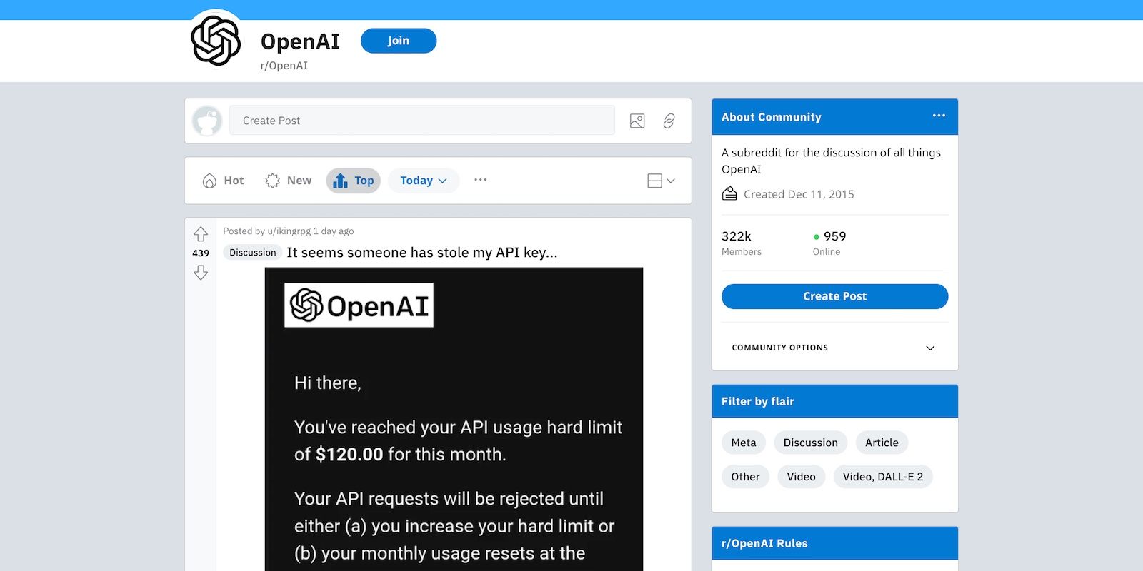 Cộng đồng Reddit dành cho người dùng OpenAI
