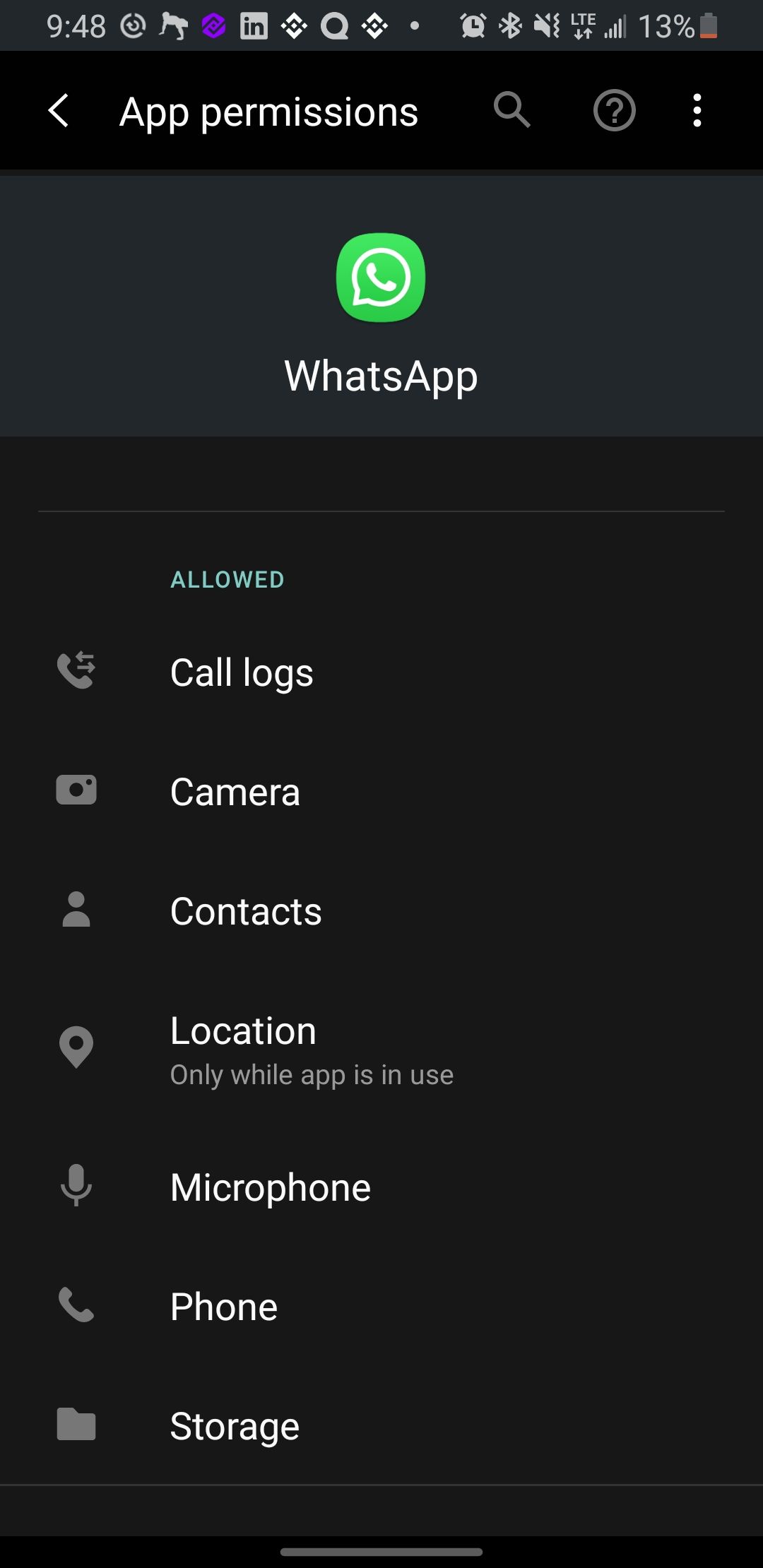 Screenshot of Permission Controller on Samsung Galaxy