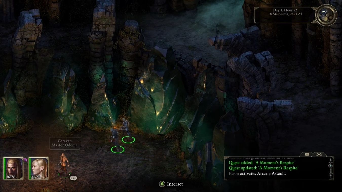 A screenshot of gameplay from Pilars of Eternity on an Xbox Series X