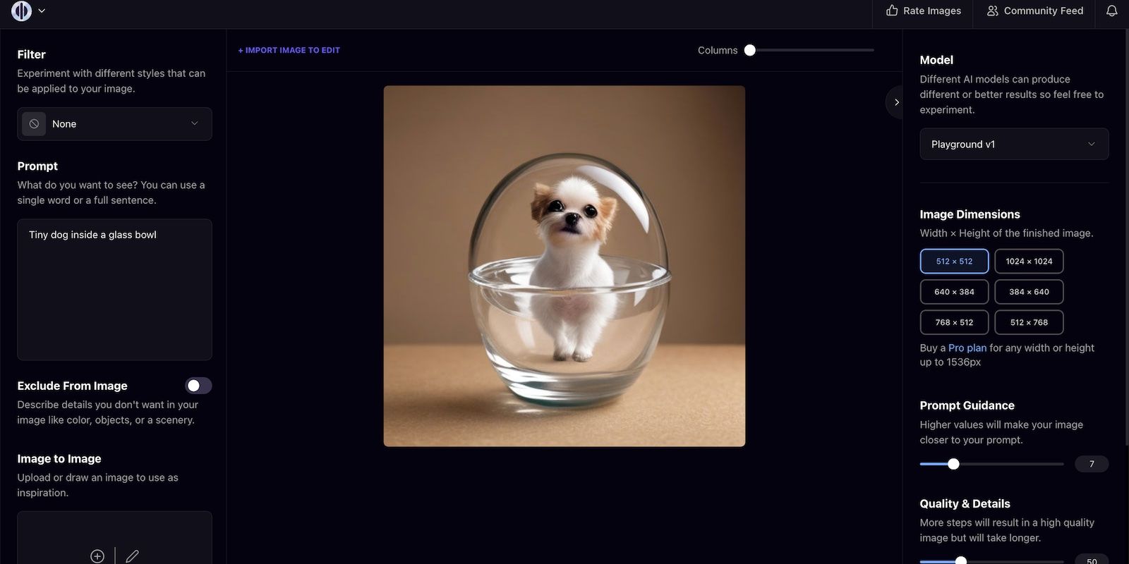 ایجاد هوش مصنوعی Art of Small Dog در Playground AI