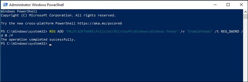 powershell thêm giá trị khóa đăng ký Nguồn cấp dữ liệu Windows Kích hoạt nguồn cấp dữ liệu